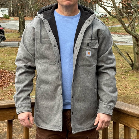 Carhartt Rain Defender Hooded Jacket Men’s Large Relaxed Fit Gray - Picture 2 of 13